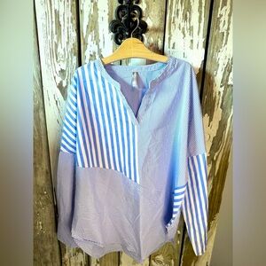 NoraCora Blue & White Stripe Pullover Top SIZE XL